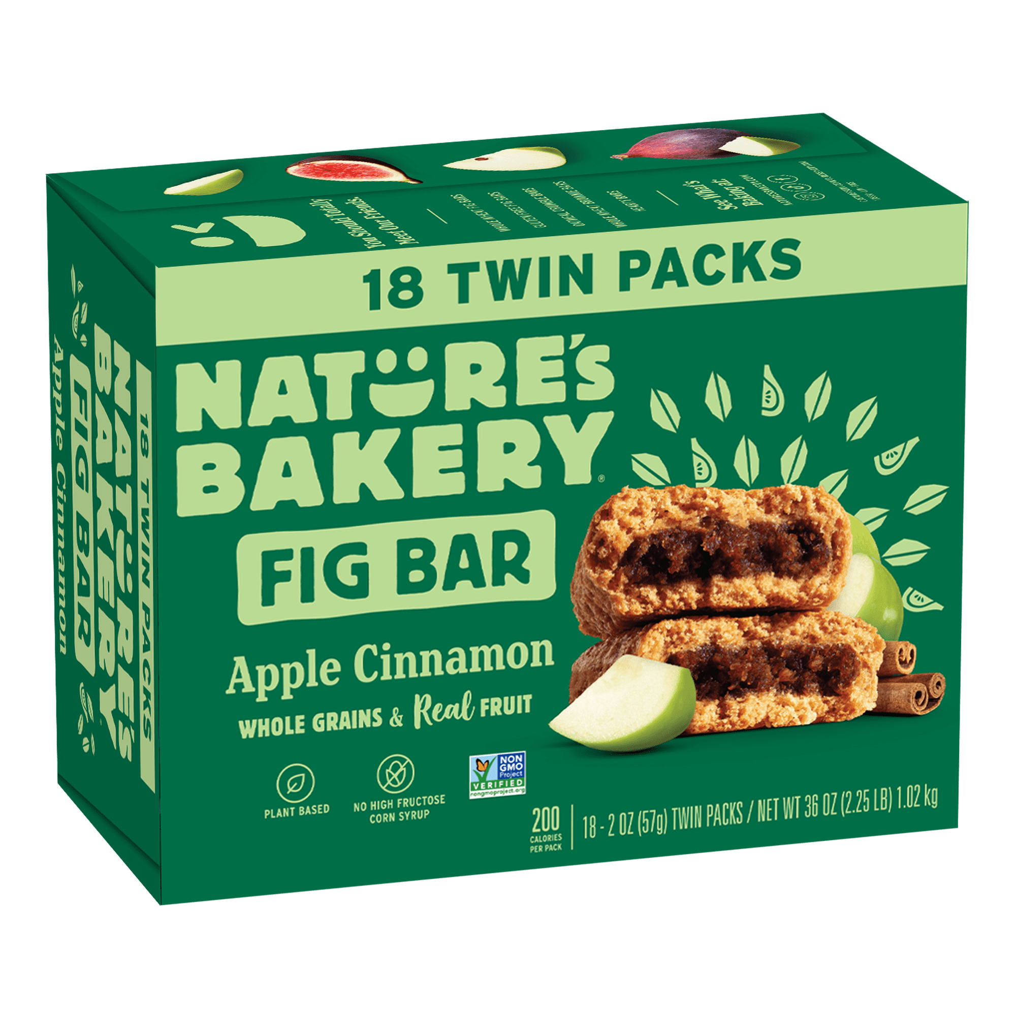 Nature's Bakery Apple Cinnamon Fig Bar, 2 oz Twin pack, 18 Count Box
