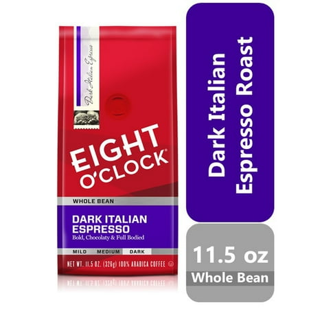 Eight O'Clock Dark Italian Espresso Dark Roast Whole Bean Coffee, 11 Oz. Bag