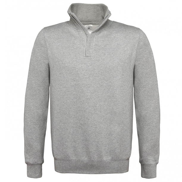 B&C - Sudadera con 1/4 cremallera Modelo ID.004 hombre caballero (Gris)