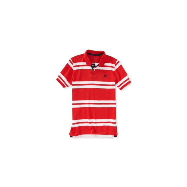 Aeropostale - Polo de rugby a rayas para hombre, rojo, mediano Aeropostale polo, rugbi