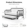 thumbnail image 4 of Furniture of America Wren Metal 2-Piece Twin Daybed with Trundle Set, Black, 4 of 14