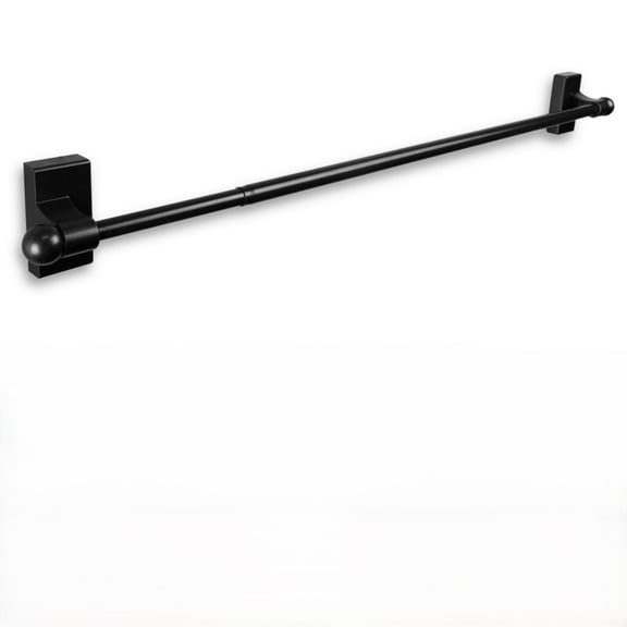 Contemporary Home Living Self Adhesive or Wall Mounted Curtain Rod - 16" - Black