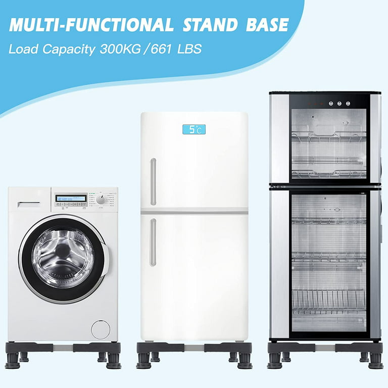 Kokorona Washing Machine Stand Mini Fridge Stand with 8 Strong Feet  (11-12.2in High), Adjustable Refrigerator Base Multi-Functional Washer  Dryer