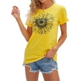 thumbnail image 2 of Langwyqu Summer Casual Round Neck Women Sunflower Print Short Sleeved T-Shirt, 2 of 5