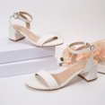 thumbnail image 4 of LuckLilac Women's Round Open Toe Sandals Chunky Low Heel Ankle Strap Heels Casual Daily Office Wedding Shoes, 4 of 7