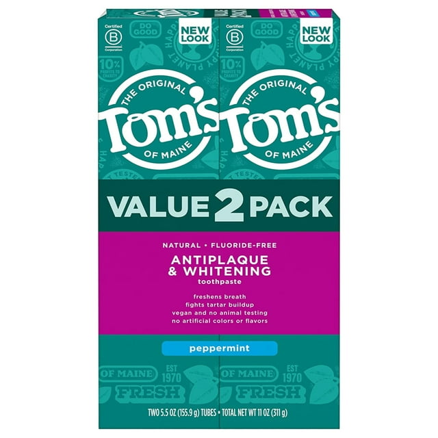 Pasta de dientes Tom's of Maine sin flúor antiplaca 160 ml x2