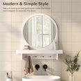 thumbnail image 3 of Wall Mirror with Shelf and Hooks, 20"x20" Arched Vanity Mirror Decorative Hanging Wall Mirrors Wood Frame Mirror for Bathroom Bedroom Entryway Living Room, White, 3 of 18