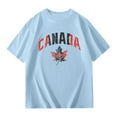thumbnail image 5 of Tfken Girls Tshirts For Summer Maple Leaf Print Short Sleeve Crew Neck Tops Fashion Casual Daily Wear Toddler Soft Tops Blue Size 3-4 Years, 5 of 5