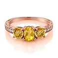 thumbnail image 2 of Gem Stone King 2.32 Ct Oval Yellow Citrine 18K Rose Gold Plated Silver Moissanite Ring (Size 8), 2 of 4