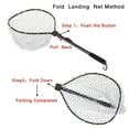 thumbnail image 4 of Folding Fly Fishing Net Fish Landing Net Trout Bass Net Soft Clear Rubber Mesh, 4 of 8