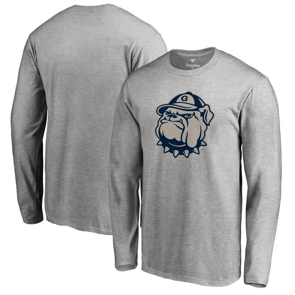Men's Ash Georgetown Hoyas Primary Logo Long Sleeve T-Shirt
