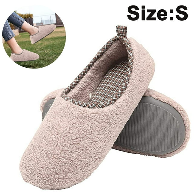 Pantuflas de mujer, cómodos zapatos de interior con espuma viscoelástica, cálidas zapatillas de casa con forro polar de felpa, zapatos de casa antideslizantes con espalda cerrada Ormromra 221842-3