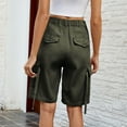thumbnail image 6 of hotojiny Bermuda Cargo Shorts for Women Elastic Waist Button Knee-Length Shorts Summer Casual Wide Leg Pockets Hiking Short Pants, 6 of 6
