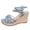 Blue, variant on Women's Platform Wedge Sandals Bow Strappy Open Toe Double Ankle Buckle Strap High Heels