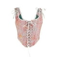 thumbnail image 2 of BLTIBY Women Bustier Corset Court Vintage Lace Up Body Shaper Adjustable Sleeveless Vest Tops Renaissance Medieval Waist Cincher Pink S, 2 of 7