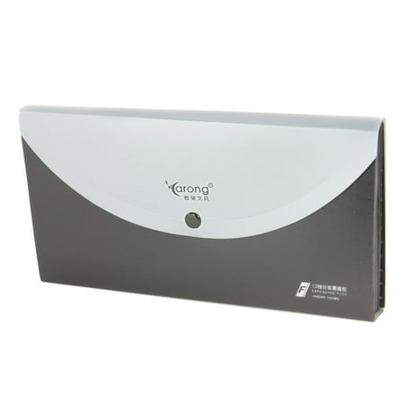 - Unique Bargains Plastic Button Closure Black Silver Tone 13 Sections Bills Holder File Folder