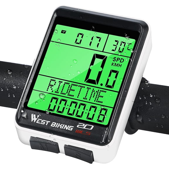 XIHAMA Wireless Bike Computer 5 Language Bicycle Odometer & Speedometer Rainproof Weekly Updated Memory & Automatic Wake-up Cycling Speed Tracker with LCD Backlight Multi-Functions for Most Bikes