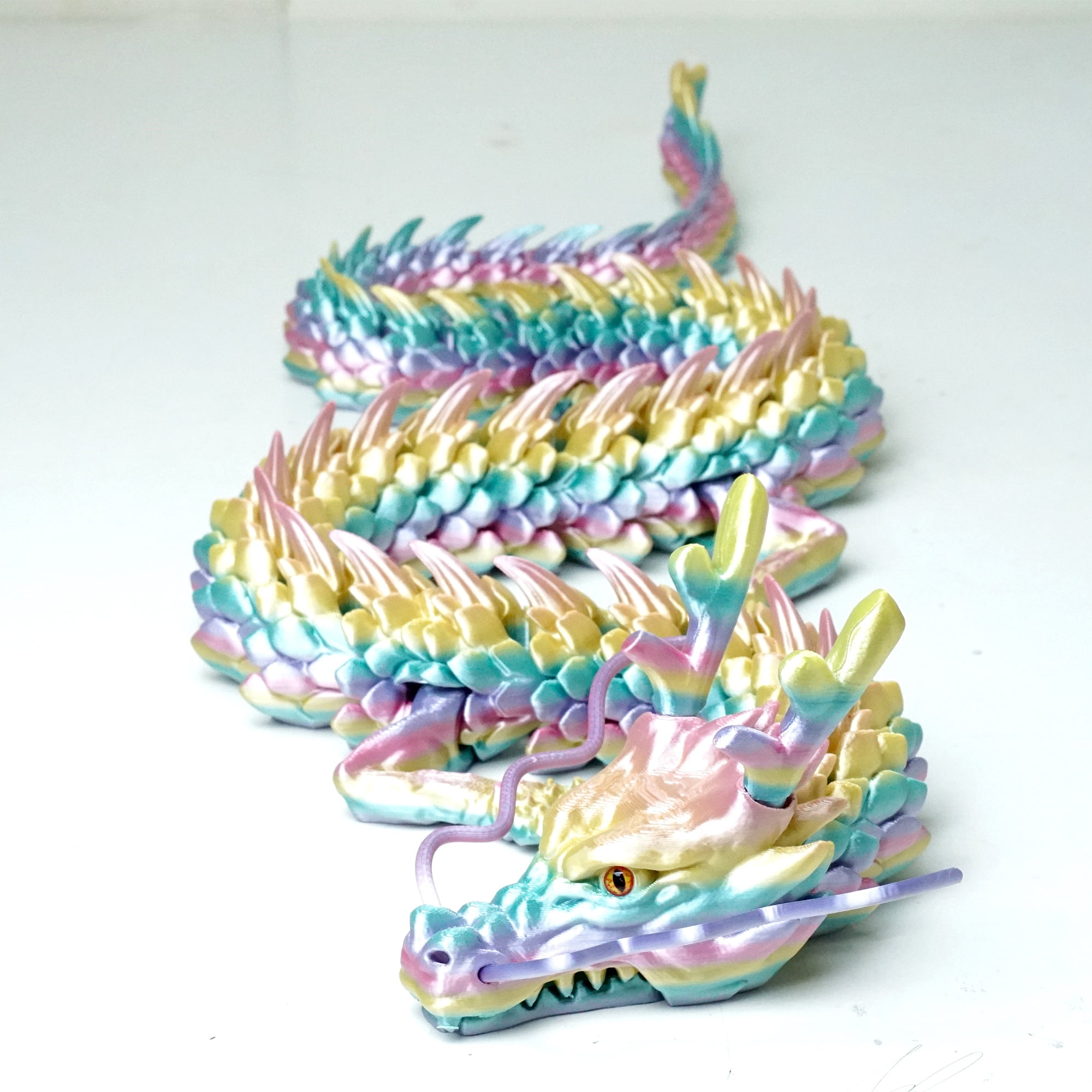 33.5inch 3D Printed dragon,Flexible Joint Animal lacertid Figurines, Home Office Decor,Fidget Toy for Adults Teens Boy Festival Gifts,Easter Basket Stuffers,Executive Desk Toy