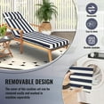 thumbnail image 3 of Geemuslly Outdoor Chaise Lounge Cushion 72x21 Inch With Headres - Waterproof Patio Chair Cushions Non-Slip with Ties, Fade Resistant for Pool Beach Garden Recliner,Navy blue & White Stripes,1Pcs, 3 of 8