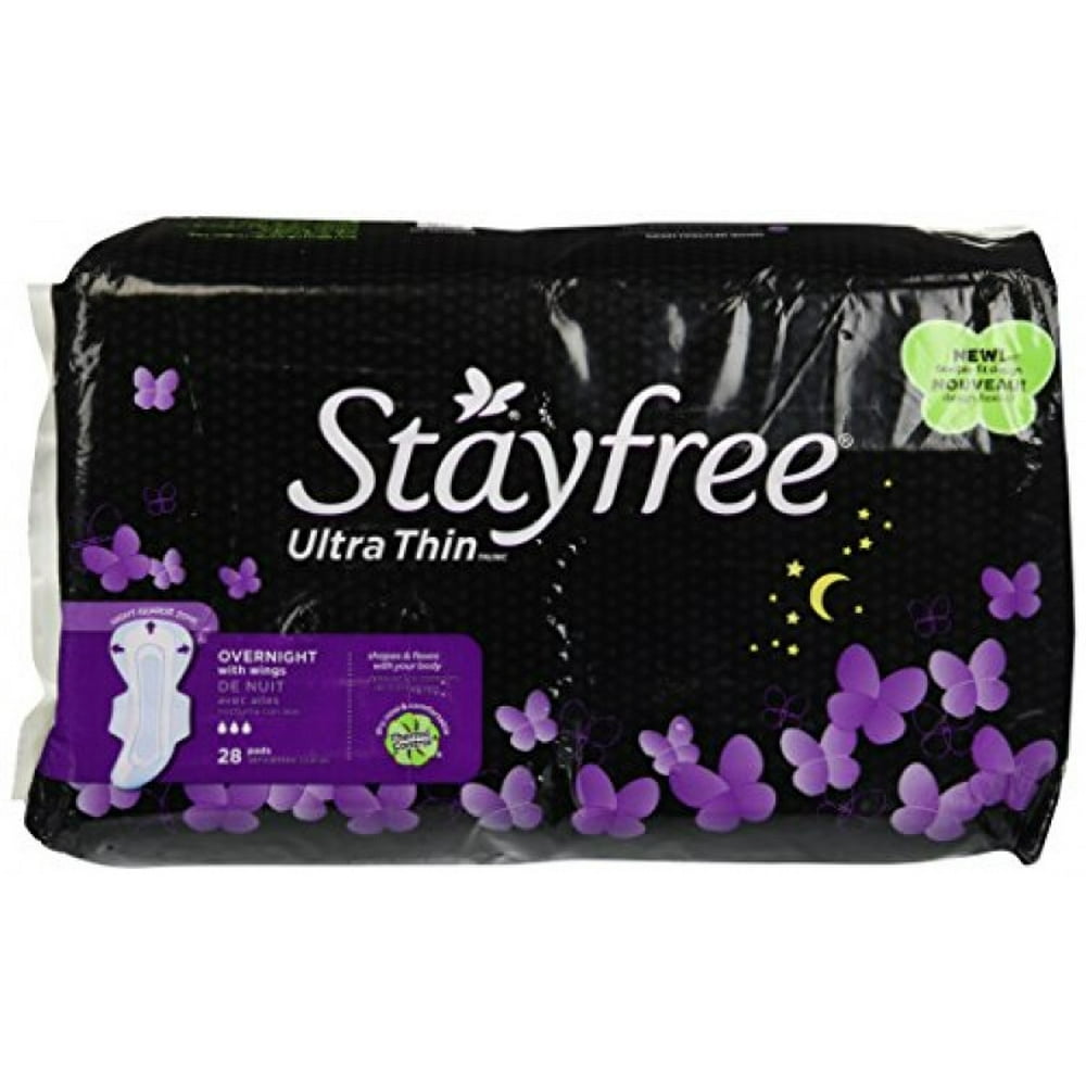 Stayfree Overnight Ultra Thin Pads With Wings, 28ct