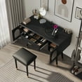 thumbnail image 2 of MODERNLUXE Makeup Vanity Table & Chair Set,Modern Dressing Table with Drawer, 2 Cabinets and Charging Station for Bedroom,Black, 2 of 8