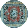 thumbnail image 1 of Ahgly Company Indoor Round Medallion Light Blue Traditional Area Rugs, 5' Round, 1 of 4