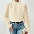thumbnail image 5 of Mikilon Women Half High Neck Business Blouses Solid Color Long Sleeve Work Top/Shirt, 5 of 6