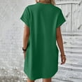 thumbnail image 4 of Casual Dresses For Womens Summer Solid Color Crew Neck Short Sleeve Pockets Loose Casual Shirt Dress Outwear, 4 of 8