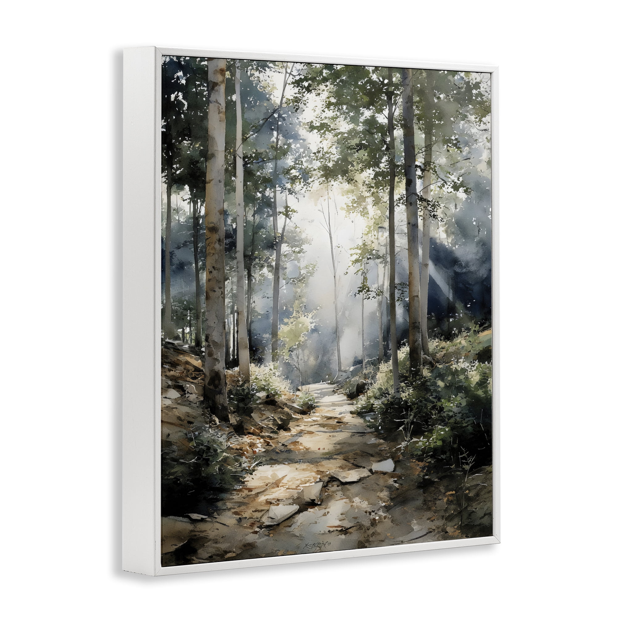 Stupell Industries Through The Woods Pathway White Framed Giclee Art, design by Franklyn Gregory