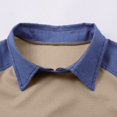 thumbnail image 6 of Women's Denim Patchwork Lapel Collar T-Shirt, Short Sleeve Casual Pullover Top, Soft Loose Fit Streetwear Shirt for Daily Wear and Casual Summer Outfits Khaki L, 6 of 9