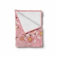 thumbnail image 2 of East Soft Flannel Fleece Blanket, Cherry Blossom Tree with Sun Scenery on Backside Spring Days Butterfly Nature Print, Cozy Plush for Indoor and Outdoor Use, 50" x 60", Pink Yellow, by Ambesonne, 2 of 6
