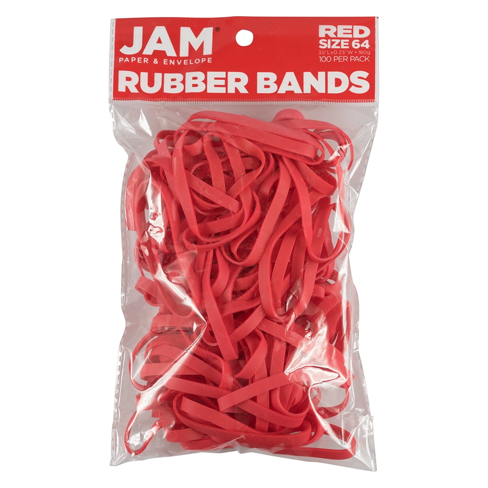 100 Color Rubber Bands Per Pack JAM Paper® Rubber Bands Regular Size 33 Red