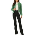 thumbnail image 2 of INSPIRE CHIC Women's Plaid Tweed Open Front Office Short Blazer S Green, 2 of 6