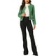thumbnail image 2 of BLAZER CORTO DE OFICINA ABIERTO DE TWEED A CUADROS PARA MUJERES INSPIRADOR CHIC TALLA XS VERDE, 2 of 6