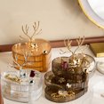 thumbnail image 1 of Organizador giratorio de caja de joyería de 3 capas con tapa - Estuche de plástico negro/amarillo/blanco para anillos, collares, pendientes y pulseras, 1 of 8