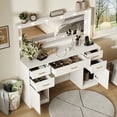 thumbnail image 5 of UGTOO 44.8" White LED Vanity Desk with Mirror & Charging Station, Modern Makeup Table with 5 Drawers, 2 Cabinets & 3 Lighting Modes, Large Dressing Table for Women Girls, 5 of 13