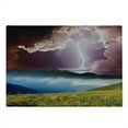 thumbnail image 2 of Nature Cutting Board, Sky with Electrical Storm Rays Powerful Effect on Earth Rural Landscape Print, Decorative Tempered Glass Cutting and Serving Board, Large Size, Green Pink Blue, by Ambesonne, 2 of 5