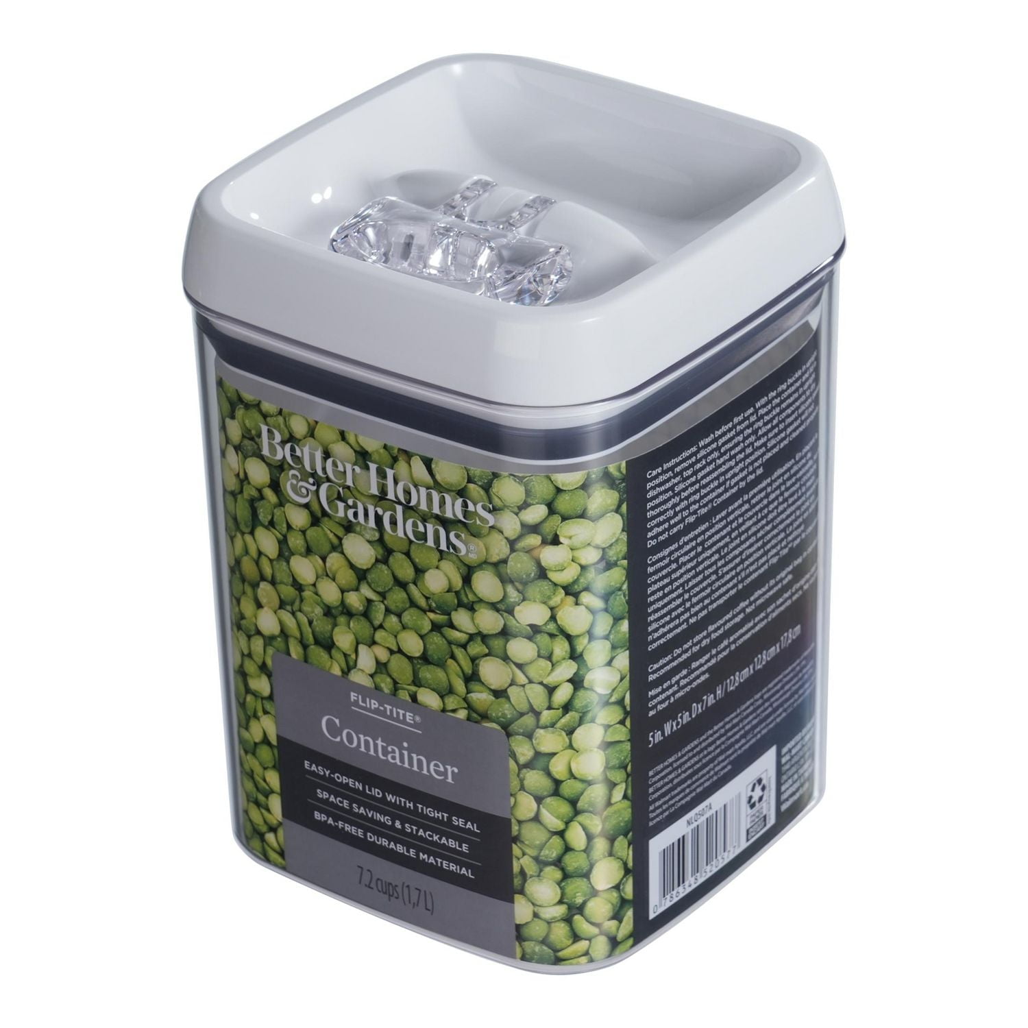 Contenant de rangement Flip-TiteMD de 7,2 Tasses de Better Homes & Gardens Capacité : 1,7 L