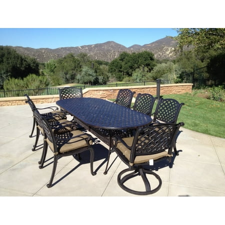 Nassau Patio - Nassau Cast Aluminum 9pc Outdoor Patio Set with 42