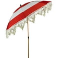 thumbnail image 4 of Northlight Striped Outdoor Macrame Boho Beach Market Umbrella with Tiltt- 6.5' - Red and White, 4 of 9