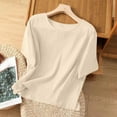 thumbnail image 5 of JGGSPWM Womens Cotton Linen Tops Crewneck Short Sleeve Blouses Loose Breathable Comfortable Casual Summer Shirt (S-4XL) Beige M, 5 of 5