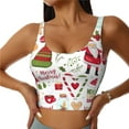 thumbnail image 3 of Goofa Snowflakes Santa Claus Printed Sports Bras for Women, High Impact Running Bra Workout Crop Tank Tops Longline Sports Bra Push up-X-Large, 3 of 9