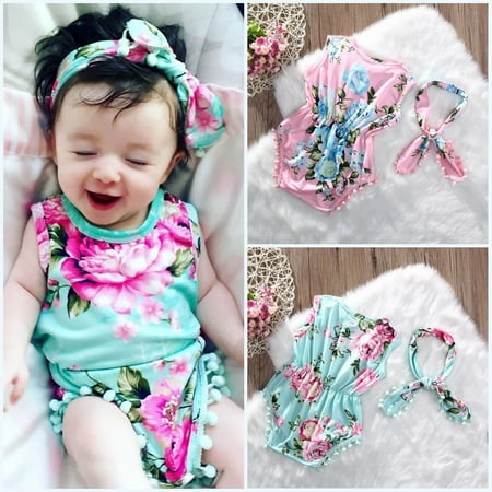 - Adorable Baby Girl Floral Bodysuit Romper Jumpsuit Sunsuit Clothes Outfits 0-24M
