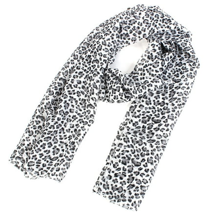 Jones New York Scarf Unique Bargains Women's Lady Chiffon Leopard Print Dual-use Wrap Stole Shawl Scarf ()