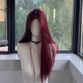 thumbnail image 1 of Xiao Hua Peluca larga y recta, 1 pieza de peluca roja sin encaje, peluca sintética recta resistente al calor, peluca completa colorida, adecuada para el estilo de uso diario., 1 of 4