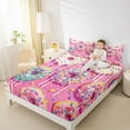 thumbnail image 4 of Feelyou Pink Donut Kids Full Size Sheets, Cartoon Dessert Party Bed Sheets, 4-Piece, 4 of 7