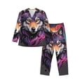 thumbnail image 1 of Balery Colorful Wolf Head A Pijama para Hombre de Dos Piezas con Manga Larga, Conjunto de Dormir y Descanso Suave con Bolsillos-XX-Large, 1 of 6