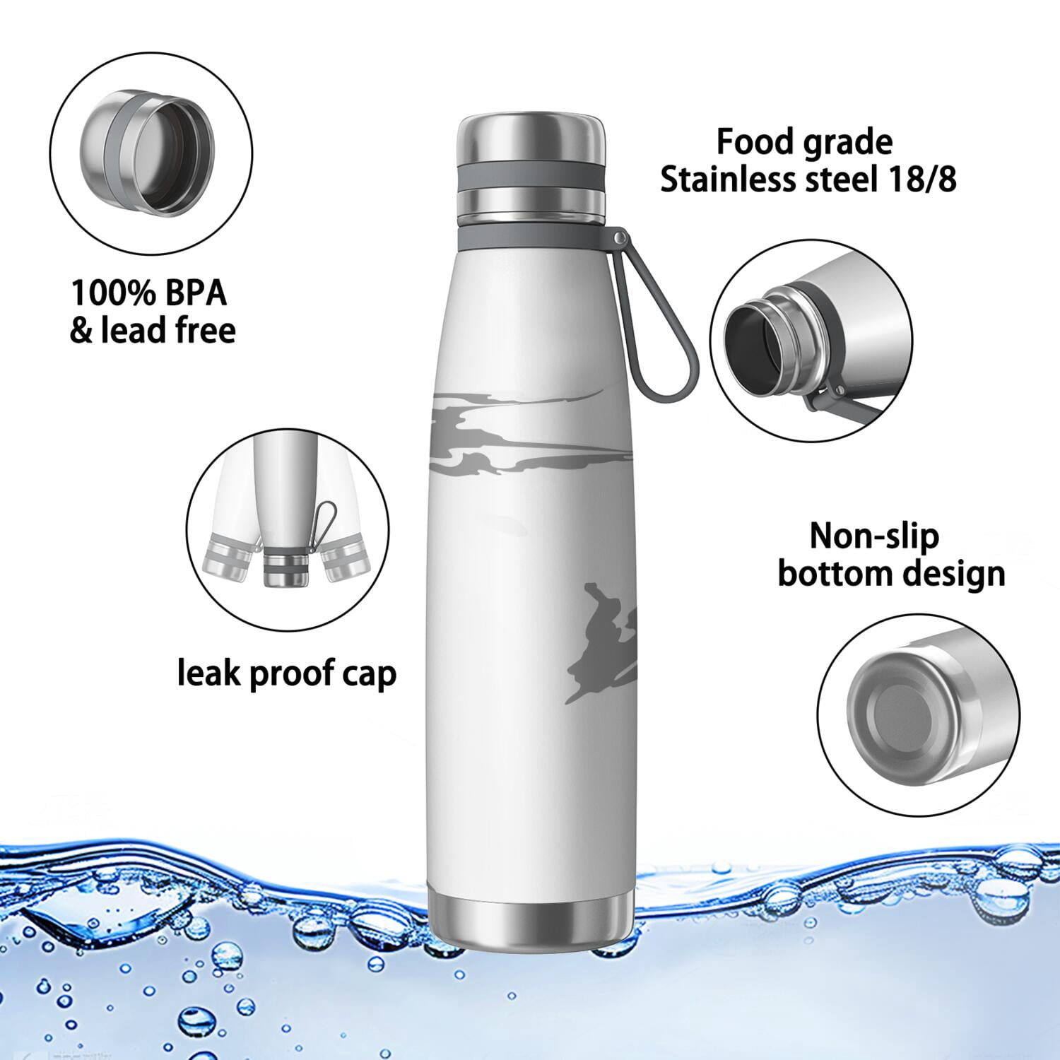 29oz Insulated Water Bottle with Tea Infuser, Stainless Steel Travel Mug, Liquid & Marble Print
