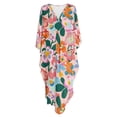 thumbnail image 6 of XYZCANDO Kaftan Dresses for Women Plus Size Bathing Suit Cover Up Caftan Maxi Beach Dresses V-neck Swimsuit Coverup Colorful Flowers Bikini Bathing Suit Cover Ups Beach Outfits, 6 of 7