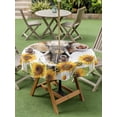 thumbnail image 4 of Outdoor Tablecloth with Umbrella Hole for Patio/Picnic/Party/Camping, Modern Elephants Waterproof Table Cloth Round Cover Washable, Spring Summer Watercolor Sunflowers Daisy (Dia 54"), 4 of 8